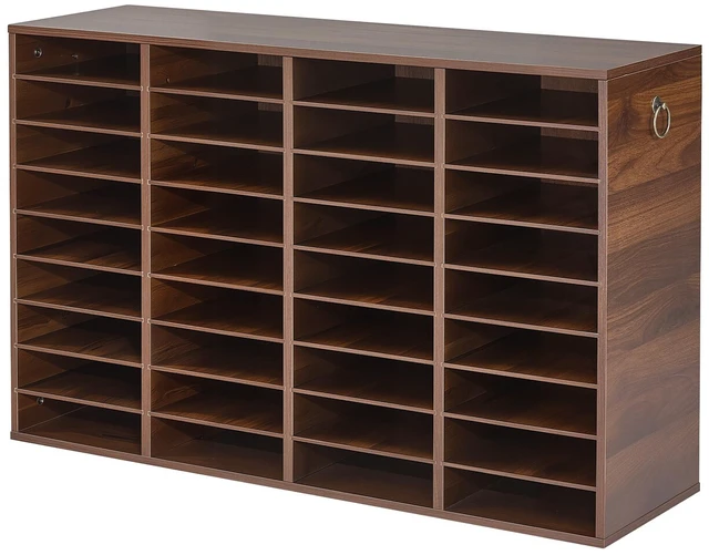 Main image of VEVOR Wood Literature Organizer 36 Compartments Office Mailboxes Brown, Countertop Literature Sorter for Files Documents Papers, with Adjustable Shelves, for Office, Home, Classroom Organization