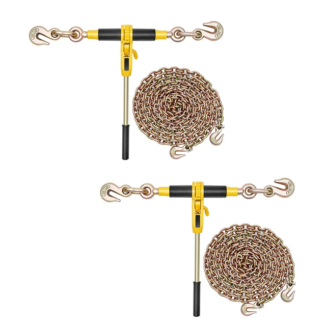 Alt view image 9 of 9 - VEVOR Ratchet Chain Binder 5/16 in x 10 ft G80 Chains Load Binder for Hauling