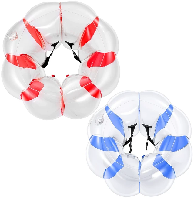 Main image of VEVOR 4 Pack Inflatable Bumper Balls 3FT+4FT Bubble for Kids Teens Blue+Red, for Backyard, Camping, Picnic, Park, Outdoor Team Gameplay, Thickened PVC Material, Sumo Human Hamster Ball with Handle