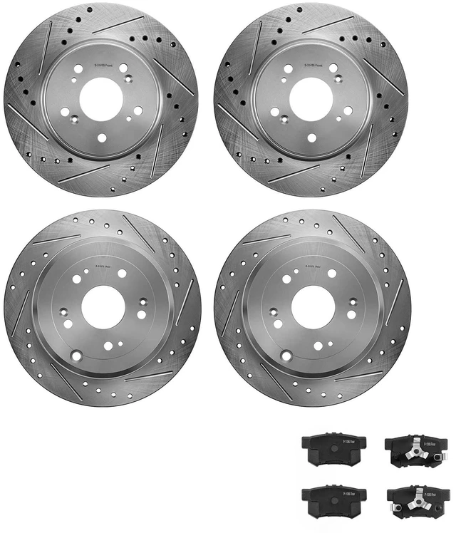 Main image of VEVOR Front & Rear Brake Kit Compatible with 2012-2016 Honda CR-V (AWD), Cast Iron Drilled and Slotted Brake Rotors, Ceramic Brake Pads Replacement Kit, 11.65" Front Rotors and 12" Rear Rotors