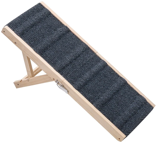 Main image of VEVOR Dog Ramp for Bed 14.2"-15.4" 2 Adjustable Height Foldable Pet Ramp, for Small & Senior Dogs to Get on Couch Sofa, 33" Long, Up to 100 lbs, Portable Wooden with Non-Slip Felt Surface & Handle