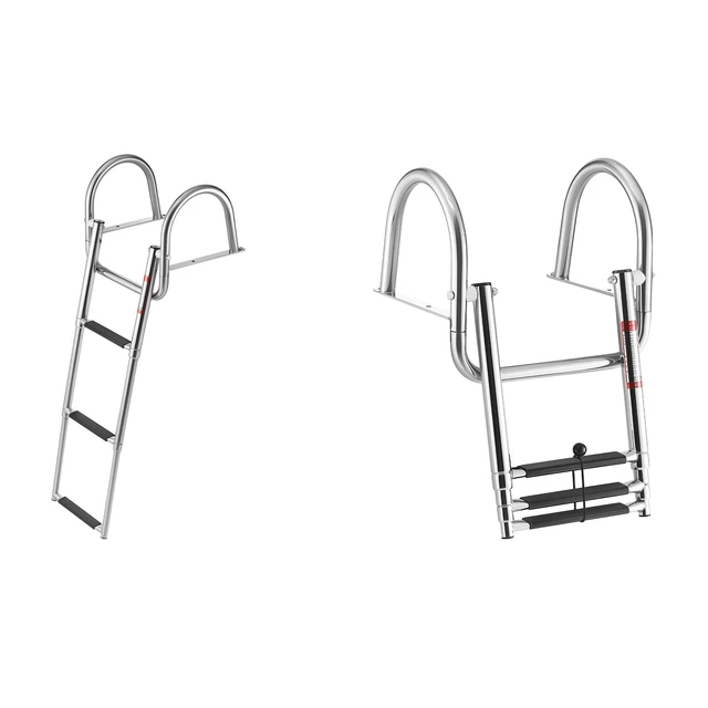 Alt view image 7 of 7 - VEVOR Boat Ladder, 3 Steps, Stainless Steel Telescoping Folding Swim Deck Ladder for Rear Entry Inboard, 600 lbs Capacity with Wide Anti-Slip Steps & Handrails, for Outboards, Yacht, Pontoon Boats