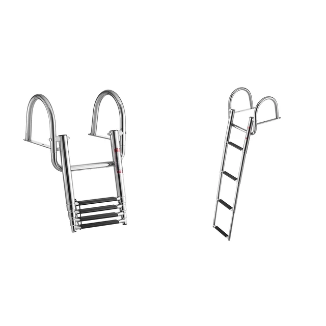 Alt view image 8 of 8 - VEVOR Boat Ladder, 4 Steps, Stainless Steel Telescoping Folding Swim Deck Ladder for Rear Entry Inboard, 600 lbs Capacity with Wide Anti-Slip Steps & Handrails, for Outboards, Yacht, Pontoon Boats