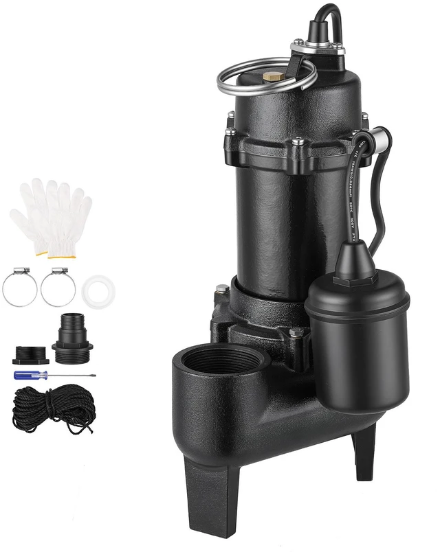 Main image of VEVOR Submersible Sump Pump 1/2 HP 5400 GPH Cast Iron Sewage/Effluent Pump, for Basement Septic Tank Residential, Automatic Tethered Float Switch, 2-Inch NPT Discharge, 22 ft Lift, IPX8 Waterproof