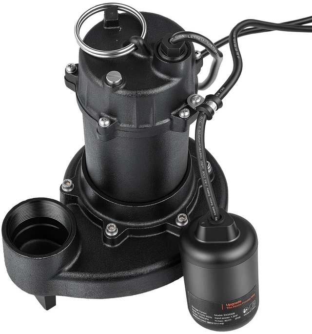 Main image of VEVOR Submersible Sump Pump 1.3 HP 5100 GPH Cast Iron Sewage/Effluent Pump, for Basement Septic Tank Residential, Automatic Tethered Float Switch, 2-Inch NPT Discharge, 40 ft Lift, IPX8 Waterproof