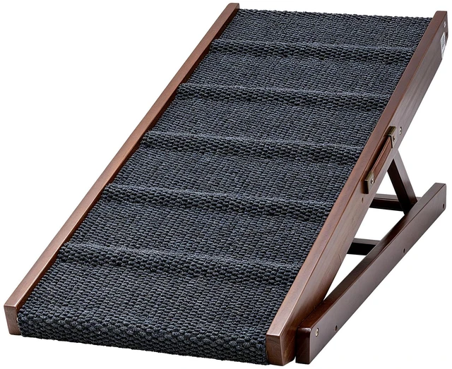 Main image of VEVOR Dog Ramp for Bed 13.8"-19.1" 5 Adjustable Height Foldable Pet Ramp, for Small & Senior Dogs to Get on Couch Sofa, 39.4" Long, Up to 220 lbs, Portable Wooden with Non-Slip Felt Surface & Handle