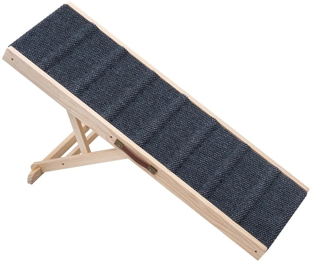 Main image of VEVOR Dog Ramp for Bed 13.8"-21.5" 4 Adjustable Height Foldable Pet Ramp, for Small & Senior Dogs to Get on Couch Sofa, 43" Long, Up to 70 lbs, Portable Wooden with Non-Slip Felt Surface & Handle