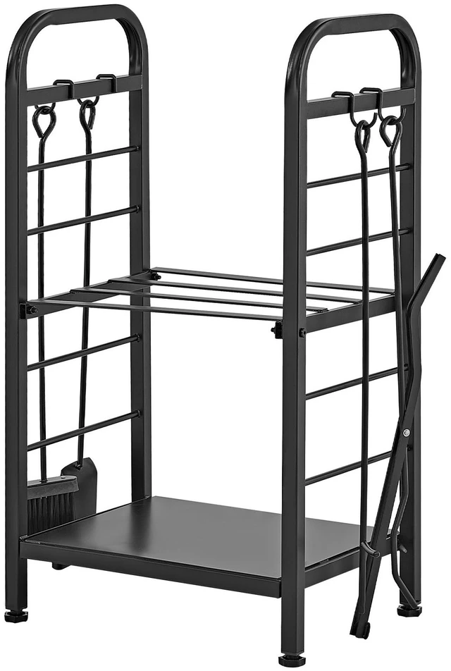Main image of VEVOR Firewood Rack 15.75 Inch Heavy Duty Indoor Fire Wood Storage Holder, for Fireplace Patio Deck, 550 lbs Load Capacity, 2-Tier Storage Space, Log Stacker Stand Metal Wood Pile Organizer, Black