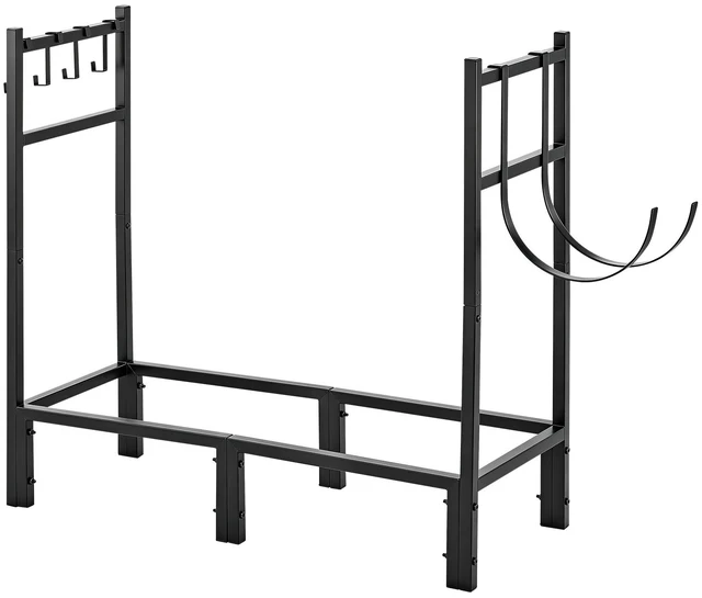 Main image of VEVOR Firewood Rack 32.68 Inch Heavy Duty Indoor Fire Wood Storage Holder, for Fireplace Patio Deck, 550 lbs Load Capacity, Stacker Stand with Log Carrier Bag, Metal Wood Pile Organizer Tool, Black