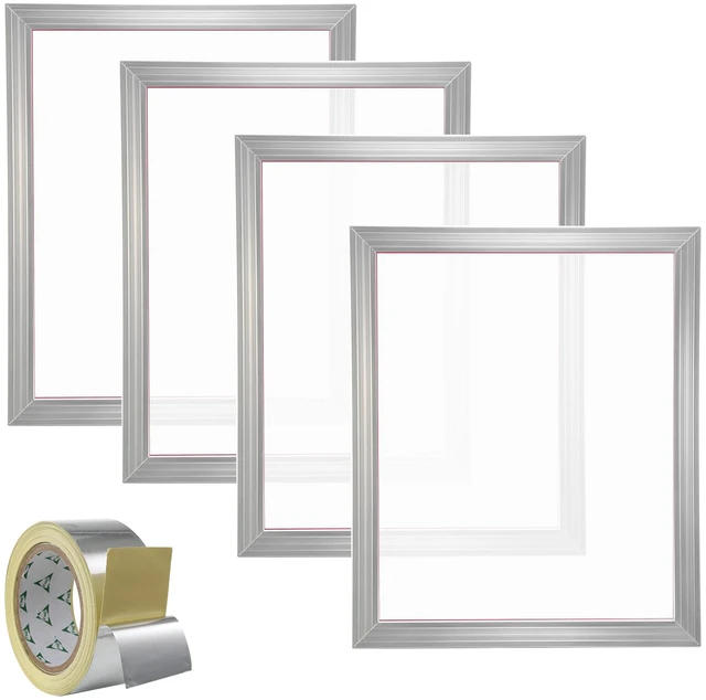 Alt view image 16 of 16 - Screen Printing Kit, 4 Pieces Aluminum Silk Screen Printing Frames, 20x24inch Silk Screen Printing Frame with 355 Count Mesh, High Tension Nylon Mesh and Sealing Tape for T-shirts DIY Printing