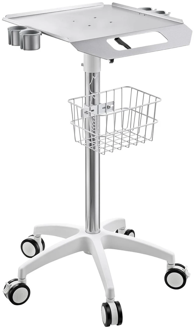 Main image of VEVOR Medical Cart 66.14 lbs Max Load Height Adjustable with Storage Basket, for Clinic, Hospital, Laboratory, Pneumatic Lift, Stable Support, Medical Trolley Cart with a Basket, 360° Swivel Wheels