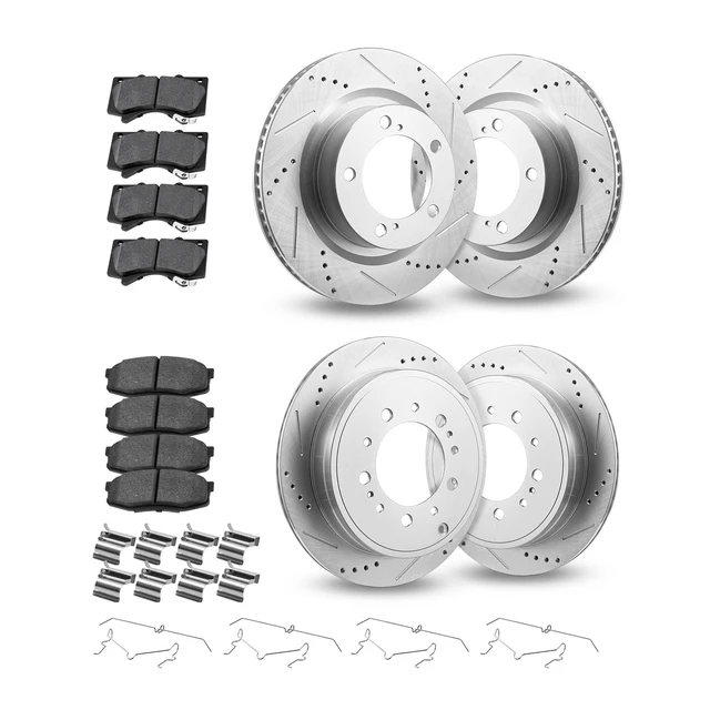 Alt view image 9 of 9 - VEVOR Front and Rear Ceramic Brake Rotors Pads Kit for 2016-2021 Toyota Land Cruiser