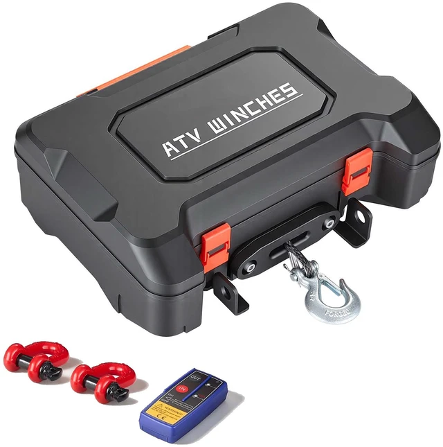 Main image of VEVOR Portable Winch, 4500 lbs 12V DC Electric Winch with Synthetic Rope, Wireless & Wired Remotes, Box-Style Recovery Kit with Fairlead, Clevis Hook, Strap for ATV UTV Off-Road Outdoor Pulling Tasks