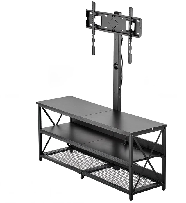 Main image of VEVOR TV Stand with Mount, 47.2 Inch, TV Stand Console with Power Outlet, for 32-75 Inch TVs, Height Adjustable Swivel Entertainment Center with Open Storage Shelf, for Living Room Bedroom, Black