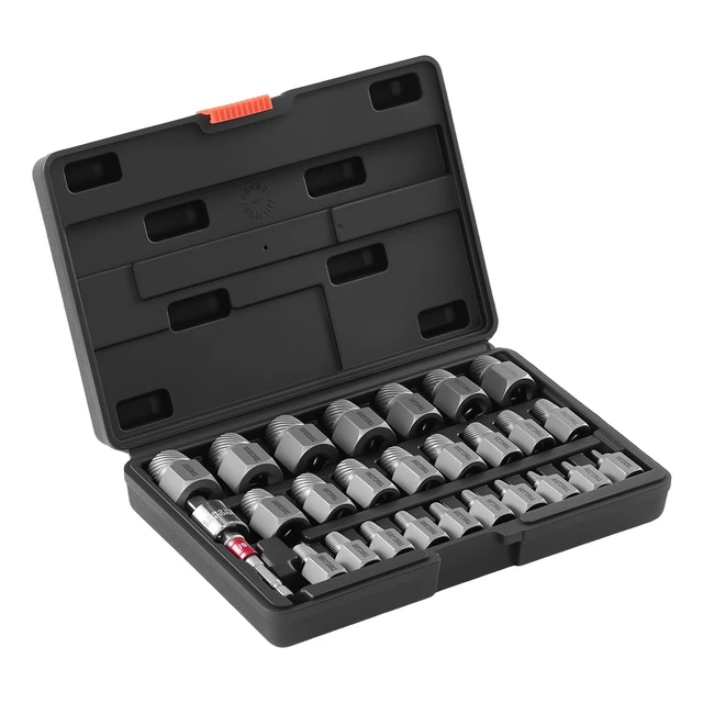 Alt view image 8 of 8 - VEVOR Screw Extractor Set, 27 Pieces Hex Head Multi-Spline Easy Out Bolt Extractor Tool, with Adapters, Solid Storage Case, Cr-Mo Steel Stripped Bolt Remover for Removing Rounded, Broken Bolts, Screws
