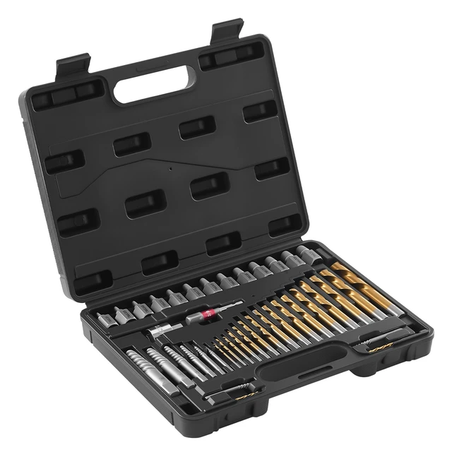 Alt view image 8 of 8 - VEVOR Screw Extractor Set with Drill Bits, 41 Pieces, Easy Out Bolt Extractors and Drill Bits, with Adapters, Solid Storage Case, Cr-Mo Steel for Removing Rounded, Broken, or Stripped Bolts, Screws