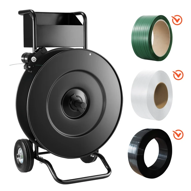 Alt view image 9 of 9 - VEVOR Banding Strapping Cart, Fit for PET / PP / Steel Strapping Coils with 8 or 16 inches Core Size, Heavy Duty Strapping Dispenser Equipped with Upgrade Drum Brake, Built-in Spacious Tray for Tools