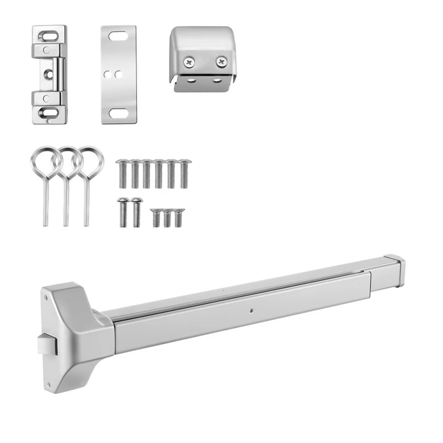 Alt view image 8 of 8 - VEVOR Push Bar Panic Exit Device, 28" Premium Metal Commercial Panic Bar for Exit Doors, Emergency Exit Door Hardware with Warning Sticker, Easy Installation, for 28"-41" Wood or Metal Door, Silver