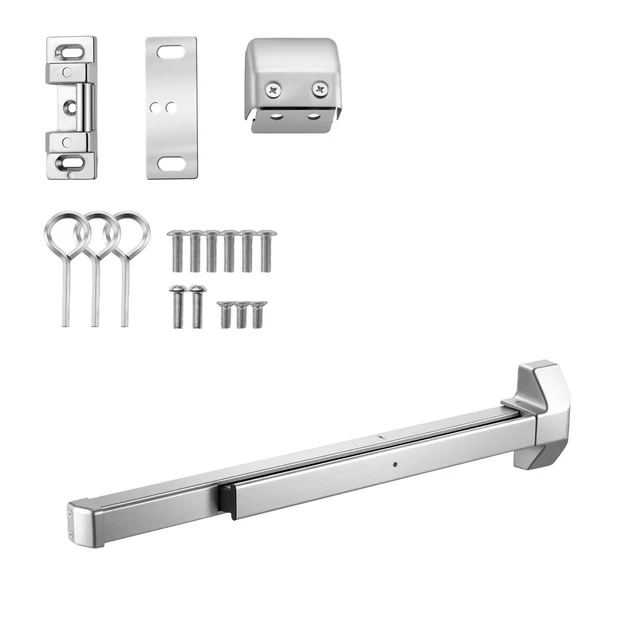 Alt view image 8 of 8 - VEVOR Push Bar Panic Exit Device, 31" Stainless Steel Commercial Panic Bar for Exit Doors, Emergency Exit Door Hardware with Dual Locking Bolt and Sticker, for 31"-46" Wood or Metal Door, Silver