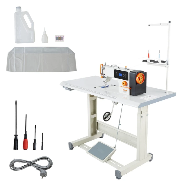 Alt view image 8 of 8 - VEVOR Industrial Sewing Machine, 550W Lockstitch Sewing Machine Set with Servo Motor and Table Stand, Auto Thread Trimmer, 5000 SPM High Speed, Metal Frame, LCD Panel, LED Light, for Cotton, Deni