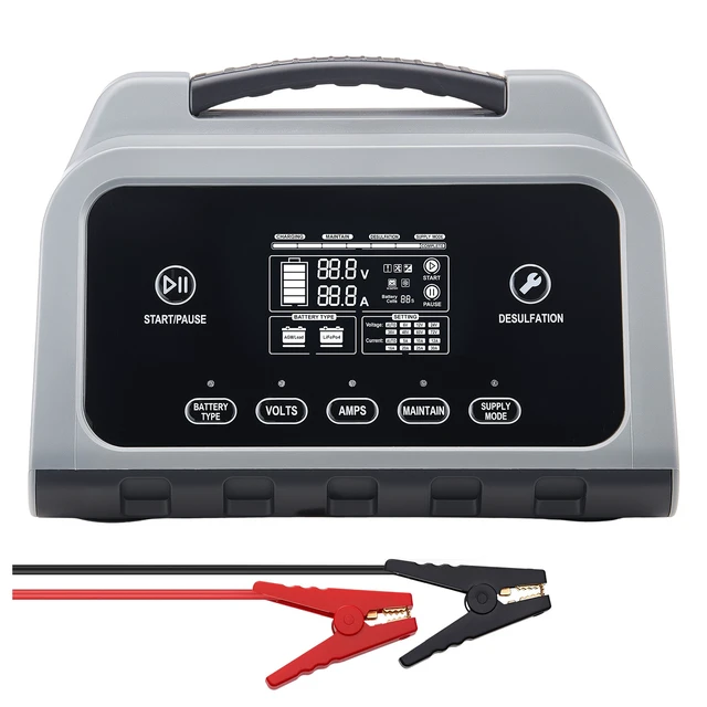 Alt view image 8 of 8 - VEVOR Smart Battery Charger, 12A, 6V 12V 24V 36V 48V Lithium LiFePO4 Lead-Acid (Gel / AGM) Car Battery Charger, with LCD Display, Trickle Charging Maintainer Desulfator, for Car, Boat, Motorcycle