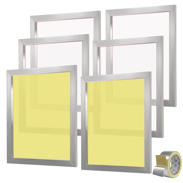 Alt view image 8 of 8 - Screen Printing Kit, 6 Pieces Aluminum Silk Screen Printing Frames, 20x24inch Silk Screen Printing Frame with 110 Count Mesh, High Tension Nylon Mesh and Sealing Tape for T-shirts DIY Printing