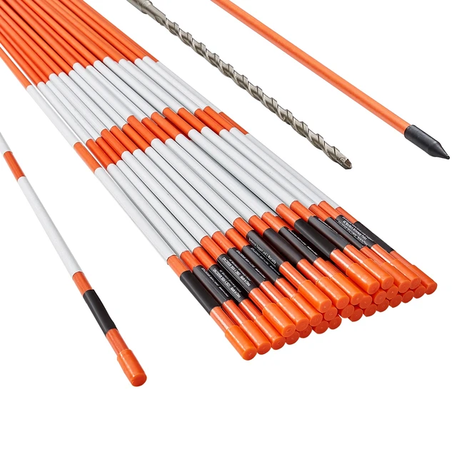 Alt view image 8 of 8 - Driveway Markers, 30 PCS 48 inch, 0.31 inch Diameter, Orange Fiberglass Poles Snow Stakes with Reflective Tape, 12" Steel Drill Bit & Protection Gloves for Parking Lots, Walkways Easy Visibility