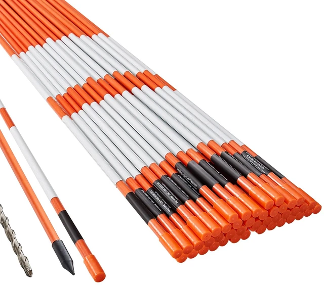 Alt view image 8 of 8 - Driveway Markers, 50 PCS 48 inch, 0.31 inch Diameter, Orange Fiberglass Poles Snow Stakes with Reflective Tape, 12" Steel Drill Bit & Protection Gloves for Parking Lots, Walkways Easy Visibility