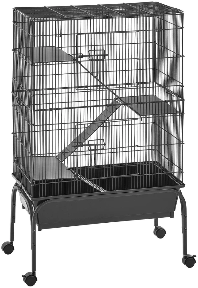 Main image of VEVOR Metal Small Animal Cage 39.8"H 3-Tier Rolling Ferret Cage On Wheels, 0.55" Wire Spacing Large Cages with Hammock, Ramps, Tray & Doors for Ferret, Chinchilla, Sugar Glider, Guinea Pig & Rabbit