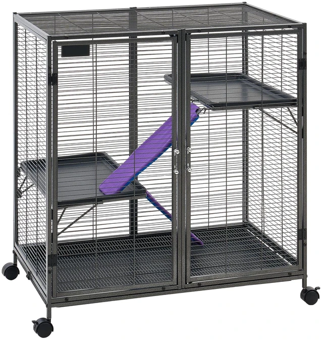Main image of VEVOR Metal Small Animal Cage 37.8"H 3-Tier Rolling Ferret Cage On Wheels, 0.55" Wire Spacing Large Cages with Ramps, Platform, Tray & Doors for Ferret, Chinchilla, Sugar Glider, Guinea Pig & Rabbit