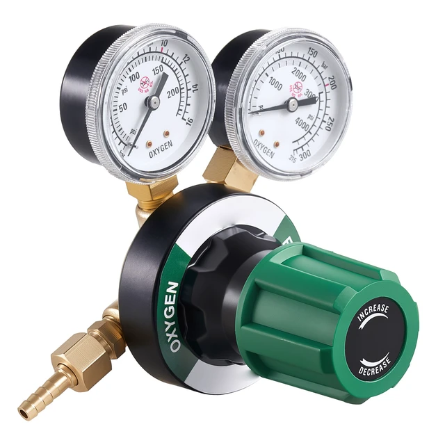 Alt view image 8 of 8 - VEVOR Oxygen Regulator, Precise Oxy Regulator, 0-4000PSI Welding Gas Gauge with CGA-540 Inlet Connection & 9/16"-18 RH Outlet Connection, PC Knob Adjustment