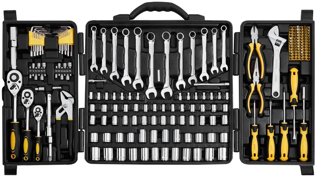 Alt view image 15 of 15 - VEVOR 207-Piece Mechanics Tool Set 1/4" 3/8" 1/2" Drive Sockets SAE and Metric