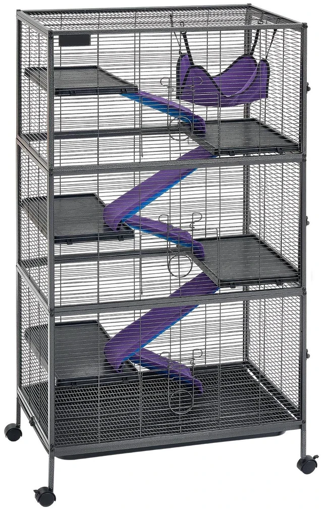 Main image of VEVOR Metal Small Animal Cage 58.7"H 6-Tier Rolling Ferret Cage On Wheels, 0.55" Wire Spacing Large Cages with Hammock, Ramps, Tray & Doors for Ferret, Chinchilla, Sugar Glider, Guinea Pig & Rabbit