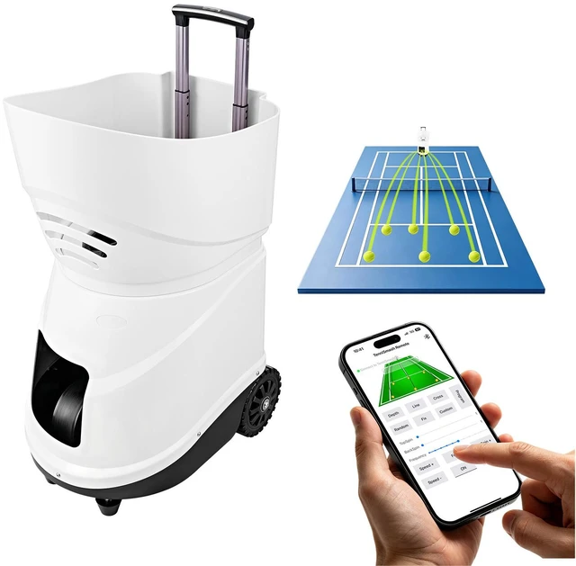 Main image of VEVOR Tennis Ball Machine,4H Runtimeand150 Ball Capacity Auto Ball Launcher, for Beginners and Pro Practice Training, with App Remote Control, Spin Control, 20 Training Modes, and Speeds up to 80MPH