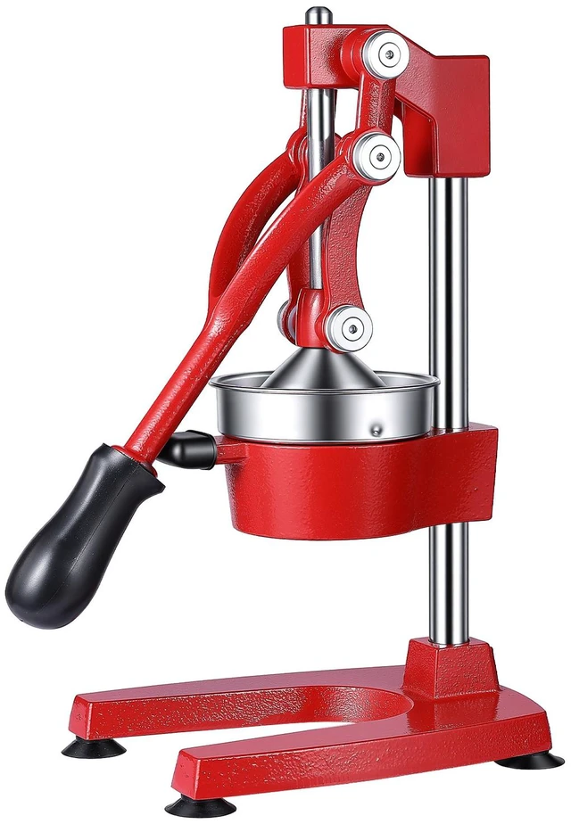 Main image of VEVOR Manual Citrus Juicer, 15" Tall Hand Press Orange Juicer, Manual Fresh Juice Extractor for Lemon Pomegranate Grapefruit, Heavy-Duty Cast Iron, Easy to Clean, Home & Commercial Use, Red