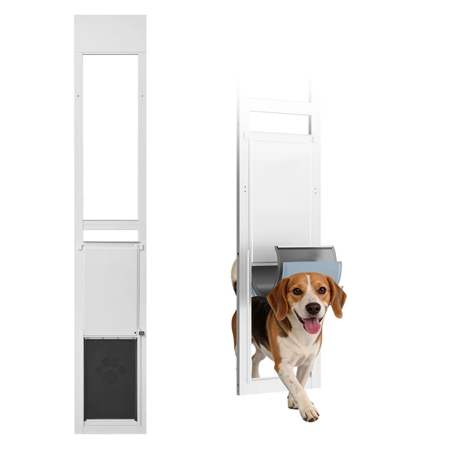Alt view image 8 of 8 - VEVOR Dog Door for Sliding Glass Door, 75 7/8" to 80 11/16" Adjustable Height, Aluminum Alloy Frame with Flap and Rotating Hinge, Lock Design, for Large-Sized Dogs, Sliding Glass Pet Doors for Renters