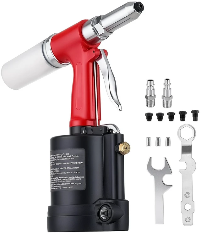 Main image of VEVOR Pneumatic Rivet Gun Kit with 3/32" 1/8" 5/32" 3/16" 1/4" Nosepieces, 3924 LBS Pulling Force, 3-Claw Secure Grip, Air Pop Riveter Tool for Automotive, Construction, Industrial Manufacturing