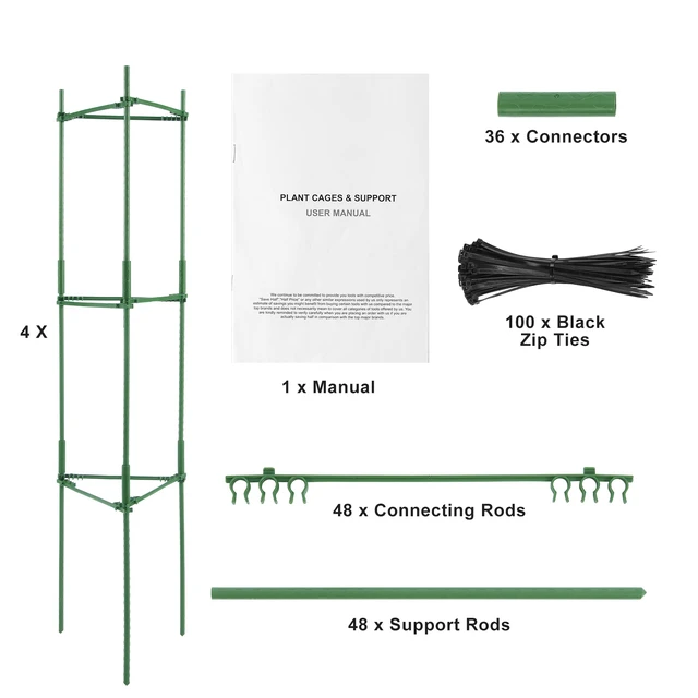 Alt view image 8 of 8 - 4 Packs Tomato Cages for Garden, 63 inch Tomato Trellis Plant Stakes Support, Stackable Tall Plant Support Cage, for Raised Garden Bed, Vegetables Flowers and Climbing Plants