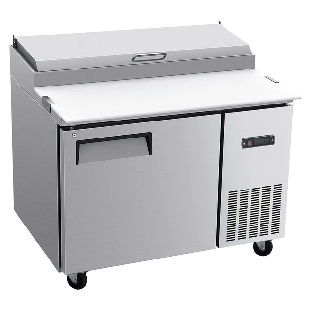 Alt view image 8 of 8 - Commercial Refrigerator, 44" W Pizza Prep Refrigerated Table, 20" Ultra Wide Countertop Food Prep Worktable, 11 Cu.Ft Single Door Salad Prep Fridge, 6 Pans Pizza Make Worktop with Cutting Board