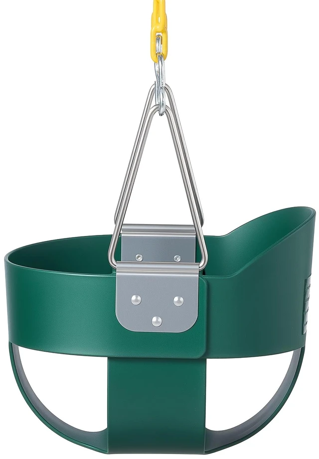 Main image of VEVOR Toddler Swing 300 lbs High Back Full Bucket Baby Swing Seat Green, for Outdoor & Indoor Backyard Playground, Heavy-Duty Coated Chains and Carabiners, Fully Assembled Seat for Toddlers Age 3+