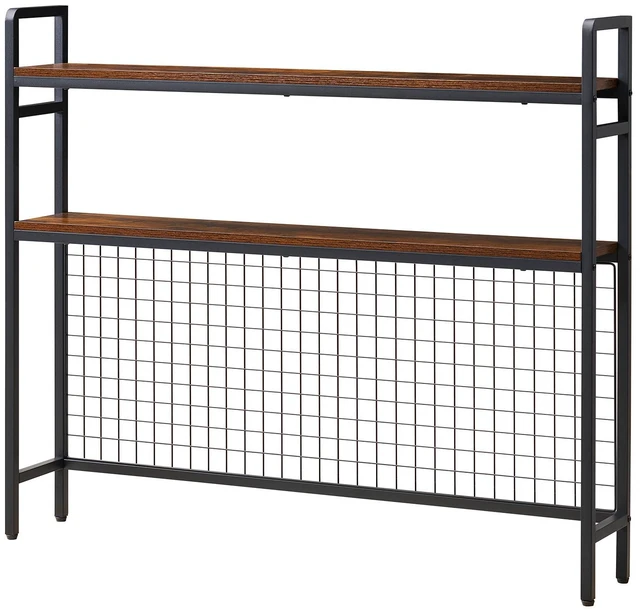 Main image of VEVOR Desktop Bookshelf 3-Tier Countertop Storage Hutch with Grid Black, for Computer Desk, Metal Frame and Wooden Shelf, with Non-Slip Feet Pads, Desk Hutch Storage Organizer for Dorm, Home, Office