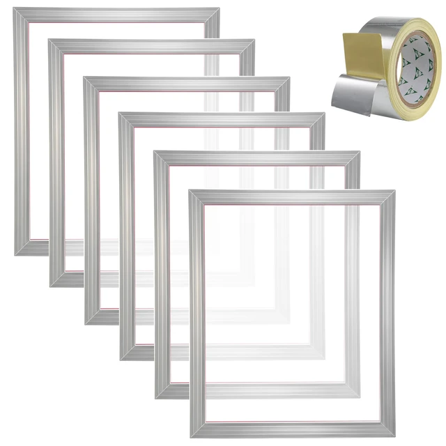 Alt view image 16 of 16 - Screen Printing Kit, 6 Pieces Aluminum Silk Screen Printing Frames, 18x20inch Silk Screen Printing Frame with 160 Count Mesh, High Tension Nylon Mesh and Sealing Tape for T-shirts DIY Printing