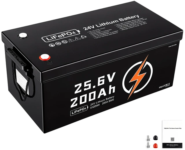 Main image of VEVOR 24V 200Ah LiFePO4 Lithium Battery 4000+ Cycles Built-in 200A BMS, Lithium Battery with Low Temperature Protection, Supports 8P2S Connection, 5120Wh Energy, for RV, Trolling Motor, Marine, Solar