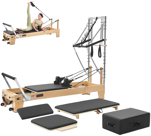 Main image of VEVOR Pilates Reformer with Tower 94" Pilates Machine 400 lbs Maple Wood, for Home Use and Gym Workout, with Jump Board, Music Wire Springs, and Sitting Box, Suitable for Advanced and Beginners Users