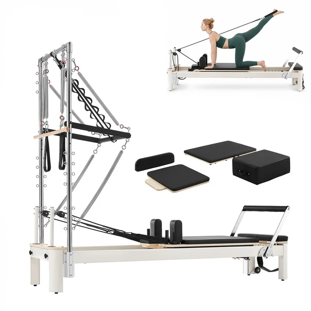 Main image of VEVOR Pilates Reformer with Tower 93" Pilates Machine 400lbs Aluminum Alloy, for Home Use and Gym Workout, with Jump Board, Springs, Sitting Box, and Adjustable Headerest, for Advanced Beginners Users