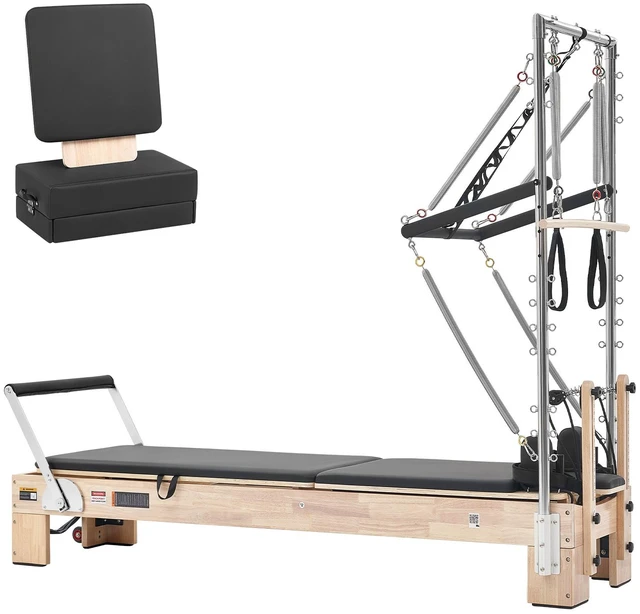 Main image of VEVOR Pilates Reformer with Tower 96" Pilates Machine 400 lbs Rubberwood, for Home Use and Gym Workout, with Jump Board, Springs, Sitting Box, and Adjustable Headerest, for Advanced Beginners Users