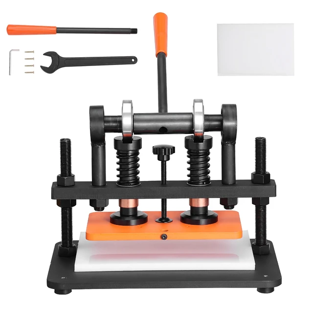 Alt view image 15 of 15 - Leather Cutting Machine, 10.2 x 5.9 in Embossing Plate Manual Die Cutter, 0.47 in Pressure Stroke Dual Guide Shafts Die Cut Machine, Leather Embossing Machine for Various of Materials