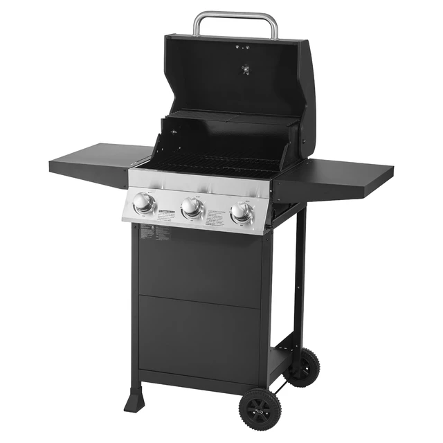 Alt view image 9 of 9 - VEVOR 3-Burner Propane Gas Grill Carbon Steel BBQ Grill w/ Foldable Side Shelves