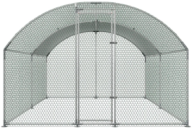 Alt view image 15 of 15 - Metal Chicken Coop 9.8x13.1x6.5 ft Walk-in Chicken Run with Cover Doom Roof