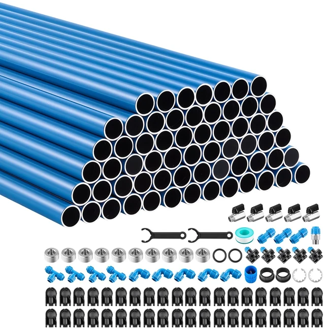 Main image of VEVOR Air Compressor Line Piping Kit, Total 235FT x 0.68" (62 x 3.77 FT), Aluminum Compressed Air Tubing System, High Pressure Resistant, Leak-Proof & Easy-to-Install for Garages Workshops